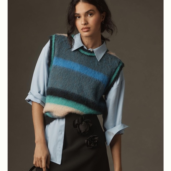 Anthropologie Sweaters - Lili Sidonio Striped Sweater Vest size Small